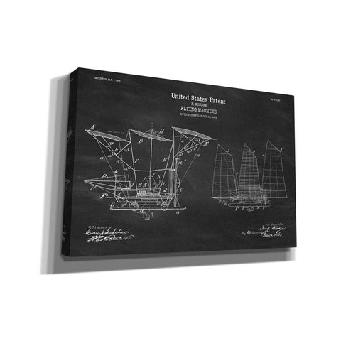 Image of 'Flying Machine, 1904 Blueprint Patent Chalkboard' Canvas Wall Art