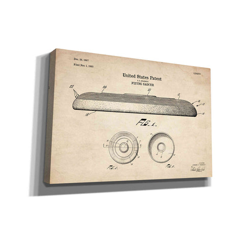 Image of 'Flying Disc Blueprint Patent Parchment' Canvas Wall Art