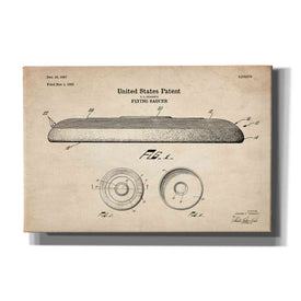 'Flying Disc Blueprint Patent Parchment' Canvas Wall Art
