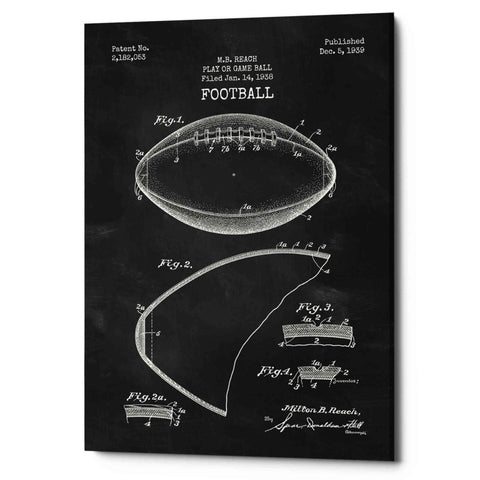 Image of 'Football Blueprint Patent Chalkboard' Canvas Wall Art