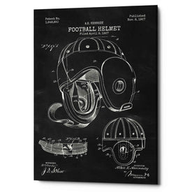 'Football Helmet Blueprint Patent Chalkboard' Canvas Wall Art