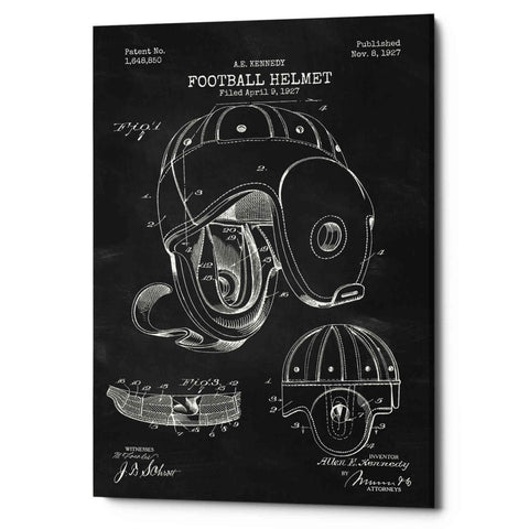 Image of 'Football Helmet Blueprint Patent Chalkboard' Canvas Wall Art