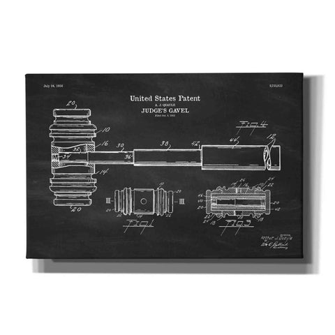 Image of 'Judge's Gavel Blueprint Patent Chalkboard' Canvas Wall Art