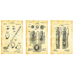 "Golf 3-Piece Set Vintage Patent Blueprint" Giclee Canvas Wall Art (Set of 3)
