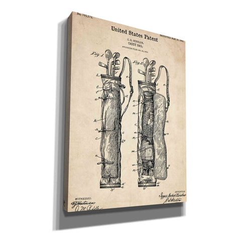 Image of 'Golf Bag Caddy Vintage Patent Blueprint' Canvas Wall Art