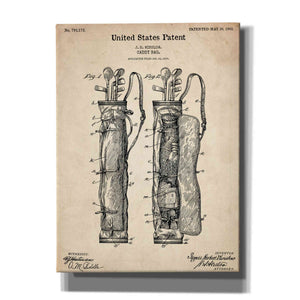 'Golf Bag Caddy Vintage Patent Blueprint' Canvas Wall Art