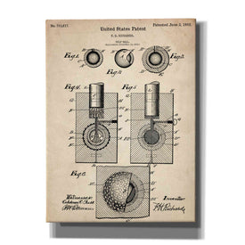 'Golf Ball Vintage Patent Blueprint' Canvas Wall Art