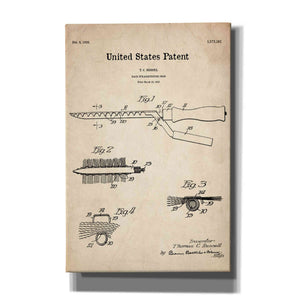 'Hair Straightening Iron Blueprint Patent Parchment' Canvas Wall Art