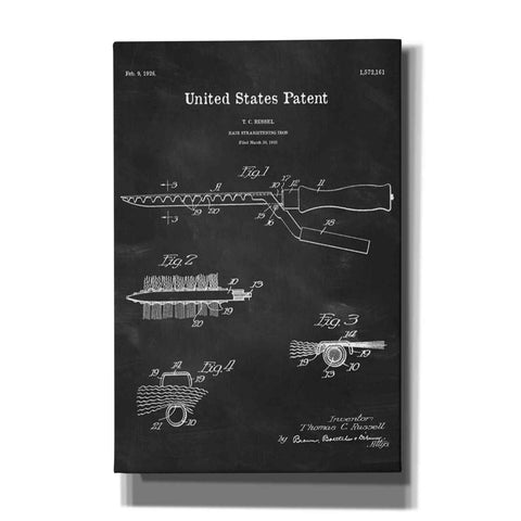 Image of 'Hair Straightening Iron Blueprint Patent Chalkboard' Canvas Wall Art