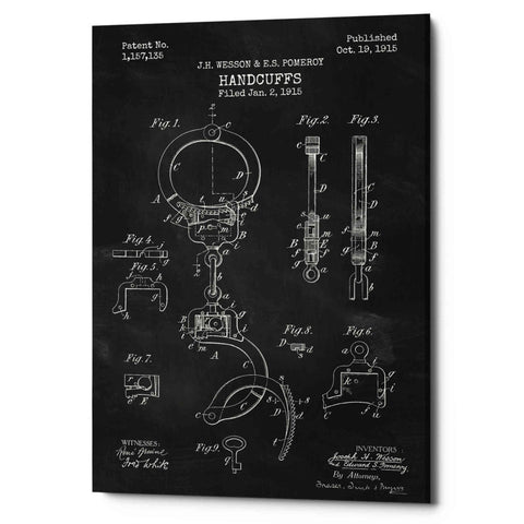 Image of 'Handcuffs Blueprint Patent Chalkboard' Canvas Wall Art