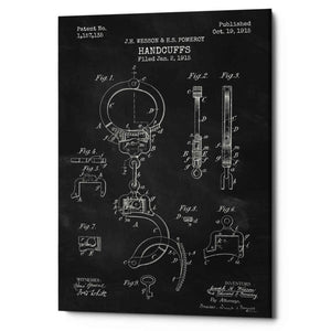 'Handcuffs Blueprint Patent Chalkboard' Canvas Wall Art