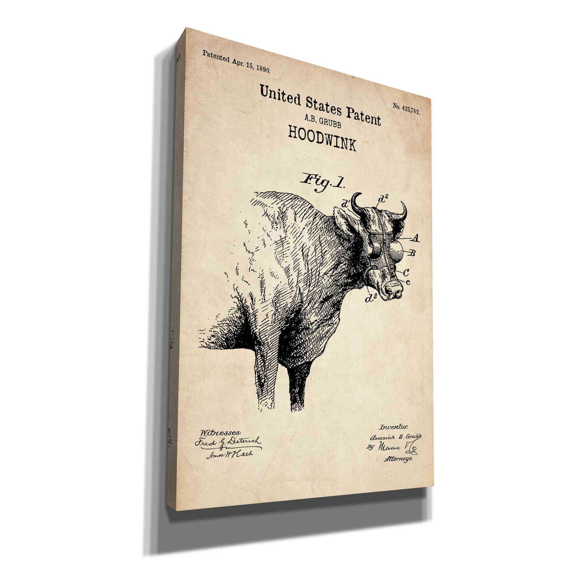 'Hoodwink Blueprint Patent Parchment' Canvas Wall Art