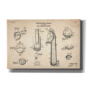 'Ice Cream Scoop Blueprint Patent Parchment' Canvas Wall Art