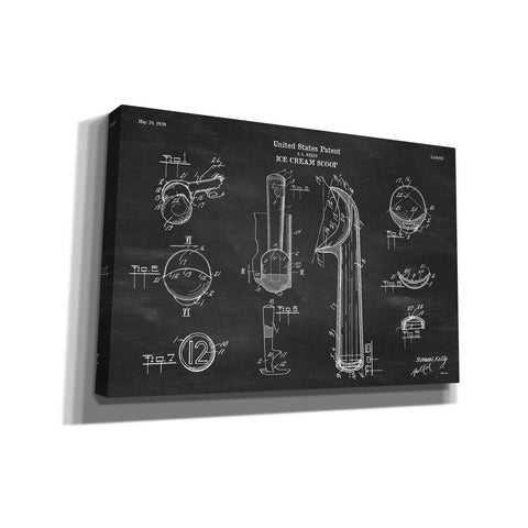 Image of 'Ice Cream Scoop Blueprint Patent Chalkboard' Canvas Wall Art