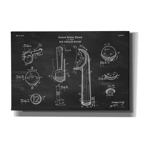 Image of 'Ice Cream Scoop Blueprint Patent Chalkboard' Canvas Wall Art