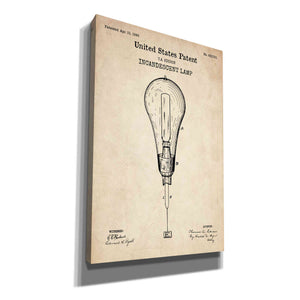 'Incandescent Lamp Blueprint Patent Parchment' Canvas Wall Art