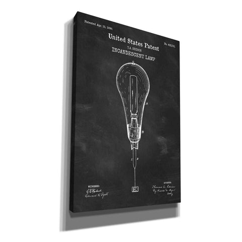 Image of 'Incandescent Lamp Blueprint Patent Chalkboard' Canvas Wall Art