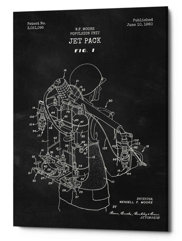 Image of 'Jet Pack Blueprint Patent Chalkboard' Canvas Wall Art