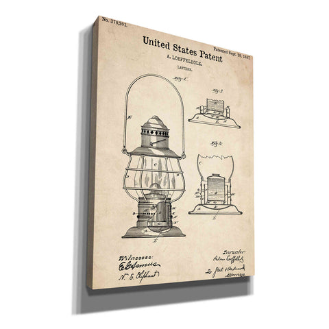 Image of 'Lantern Vintage Patent' Canvas Wall Art