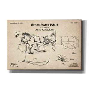 'Lasso for Horses Blueprint Patent Parchment' Canvas Wall Art