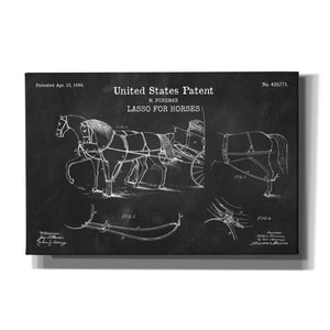 'Lasso for Horses Blueprint Patent Chalkboard' Canvas Wall Art