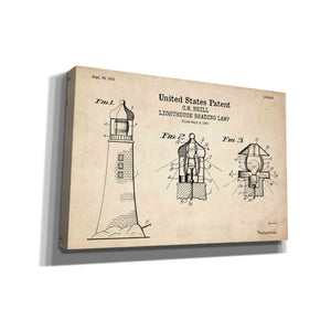 'Lighthouse Reading Lamp Blueprint Patent Parchment' Canvas Wall Art