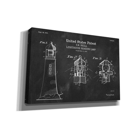 Image of 'Lighthouse Reading Lamp Blueprint Patent Chalkboard' Canvas Wall Art