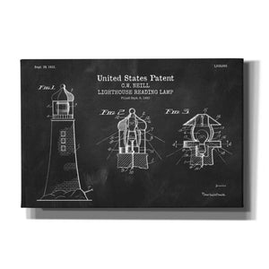 'Lighthouse Reading Lamp Blueprint Patent Chalkboard' Canvas Wall Art