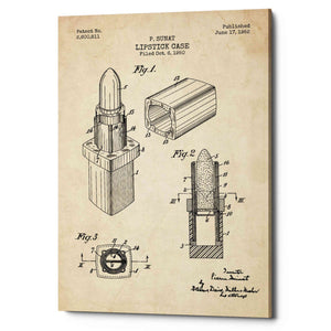 'Lipstick Case Blueprint Parchment Patent' Canvas Wall Art