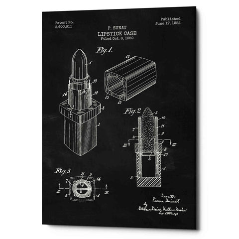 Image of 'Lipstick Case Blueprint Chalkboard Patent' Canvas Wall Art
