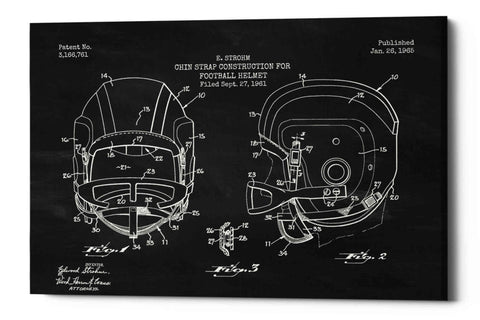 Image of 'Modern Football Helmet Blueprint Chalkboard Patent' Canvas Wall Art