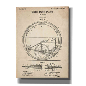 'Monocycle Vintage Patent' Canvas Wall Art