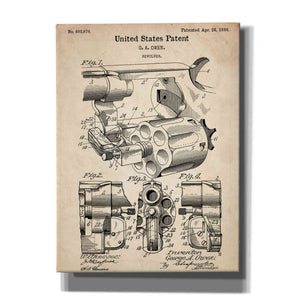 'Owen Revolver Vintage Patent' Canvas Wall Art