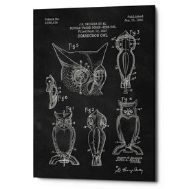 'Scarecrow Owl Blueprint Patent Chalkboard' Canvas Wall Art