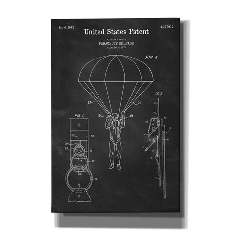 Image of 'Parachute Release Blueprint Patent Chalkboard' Canvas Wall Art