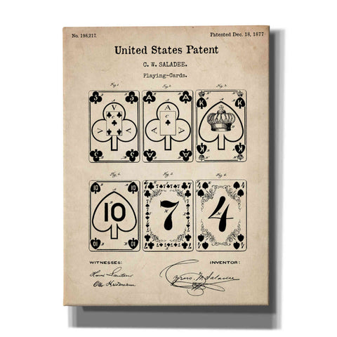 Image of 'Playing Cards Vintage Patent' Canvas Wall Art