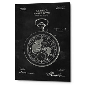 'Pocket Watch Blueprint Patent Chalkboard' Canvas Wall Art