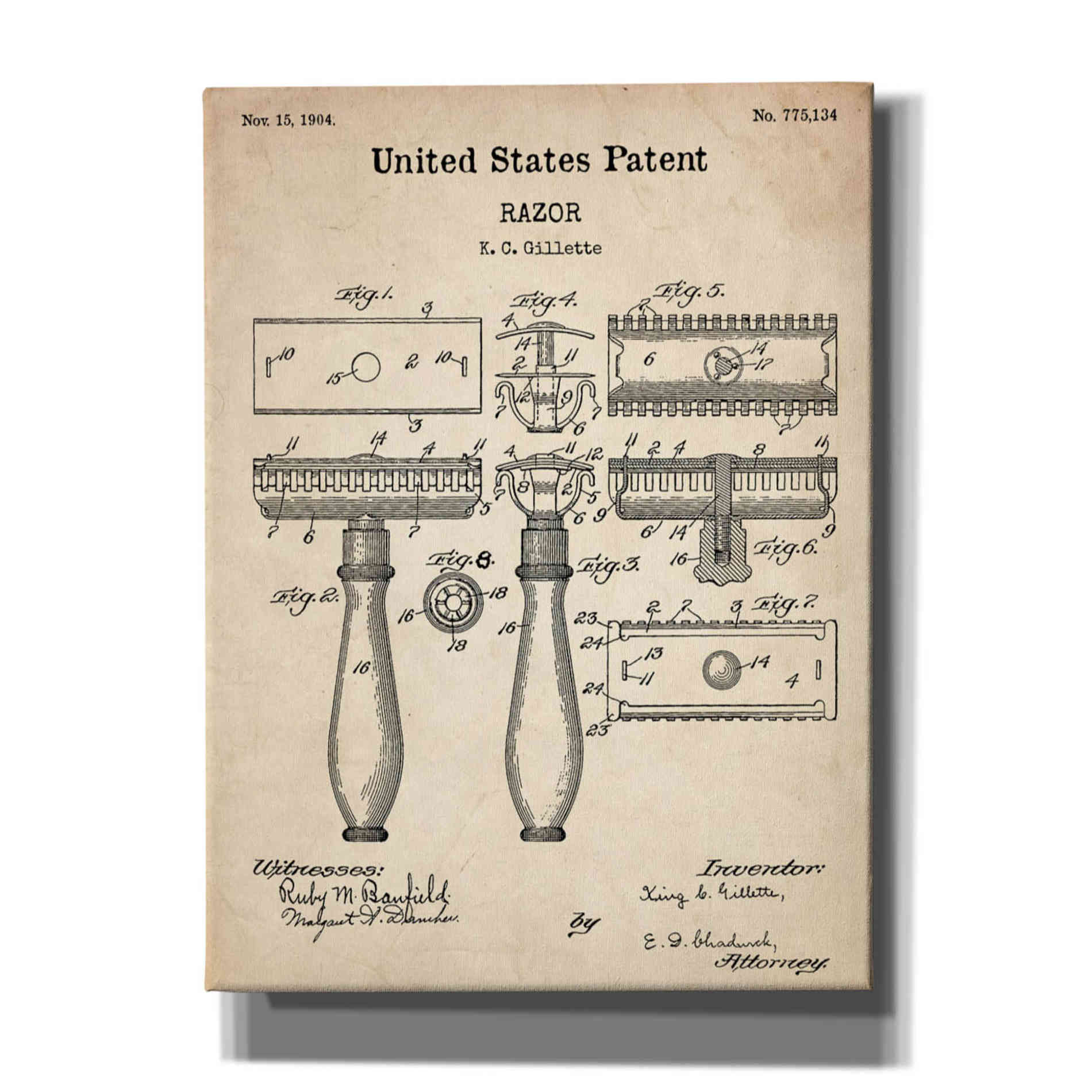 'Razor Vintage Patent' Canvas Wall Art