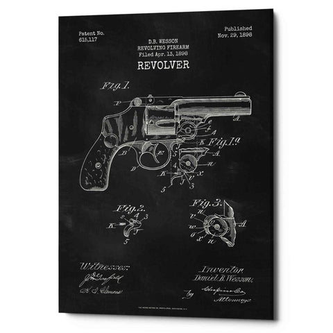 Image of 'Revolver Blueprint Patent Chalkboard' Canvas Wall Art