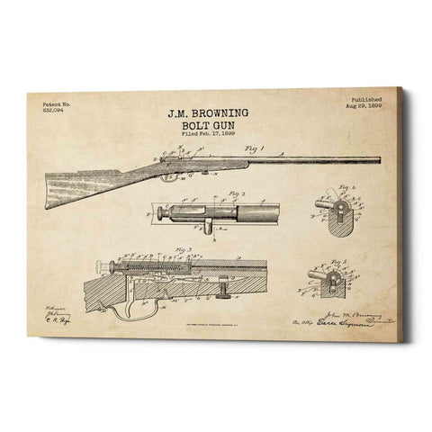 Image of 'Rifle Blueprint Patent Parchment' Canvas Wall Art