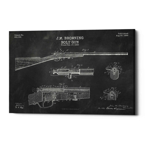 Image of 'Rifle Blueprint Patent Chalkboard' Canvas Wall Art