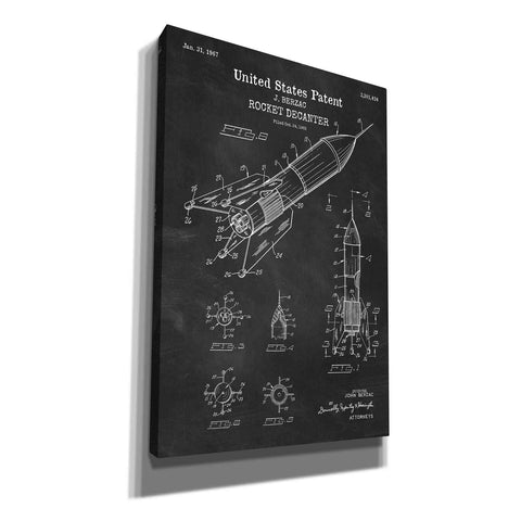 Image of 'Rocket Ship Blueprint Patent Chalkboard' Canvas Wall Art