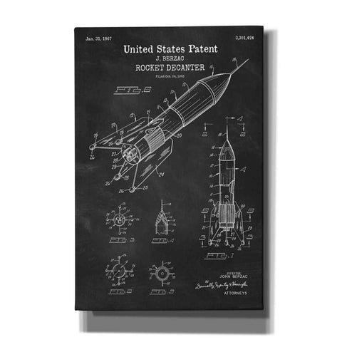 Image of 'Rocket Ship Blueprint Patent Chalkboard' Canvas Wall Art