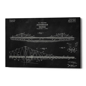 'Suspension Bridge Blueprint Patent Chalkboard' Canvas Wall Art,