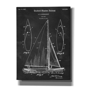 'Sailboat Blueprint Patent Chalkboard' Canvas Wall Art