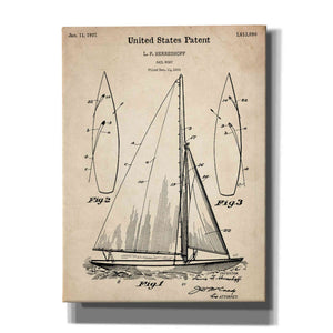 'Sailboat Vintage Patent Blueprint' Canvas Wall Art