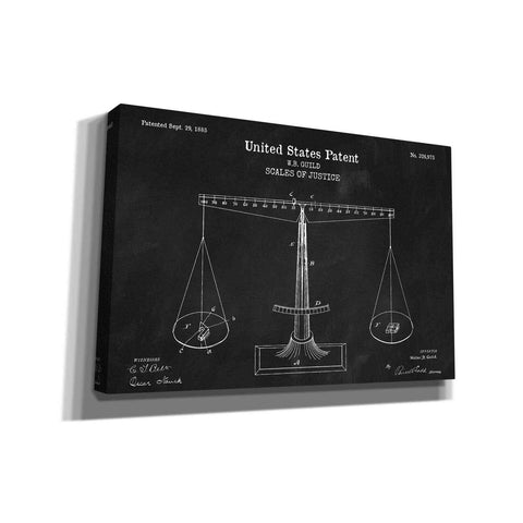 Image of 'Scales of Justice Blueprint Patent Chalkboard' Canvas Wall Art