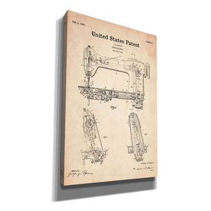 'Sewing Machine Blueprint Patent Parchment' Canvas Wall Art