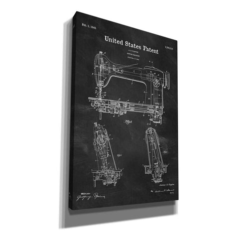 Image of 'Sewing Machine Blueprint Patent Chalkboard' Canvas Wall Art