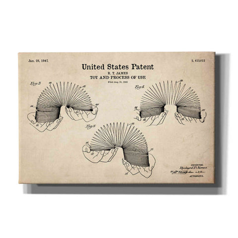Image of 'Toy and Process of Use Blueprint Patent Parchment' Canvas Wall Art